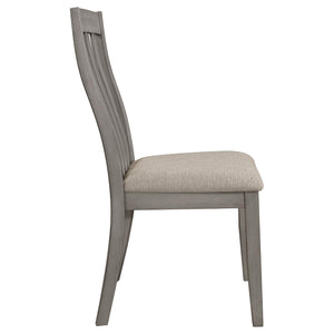 English Elm Grey Padded Side Chair Set of 2 – Coastal Grey Finish, Beige Upholstery, Curved Asian Hardwood Design B062P153692