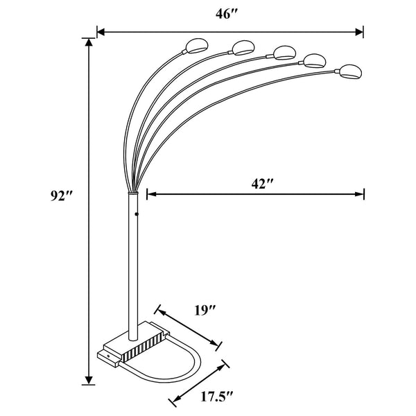 English Elm Satin 5-Arm Black Floor Lamp with Dimmer, 86" Tall Modern Metal Arc Light for Reading & Games B062P153730