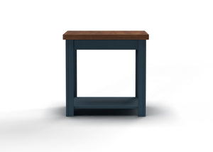 English Elm 24 24 Inch Side Table Blue Denim & Whiskey Two-Tone Farmhouse Accent End Table Fully Assembled Ready B108131554