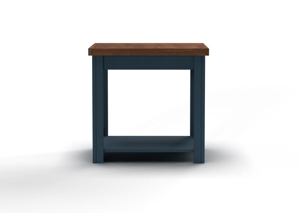 English Elm 24 24 Inch Side Table Blue Denim & Whiskey Two-Tone Farmhouse Accent End Table Fully Assembled Ready B108131554