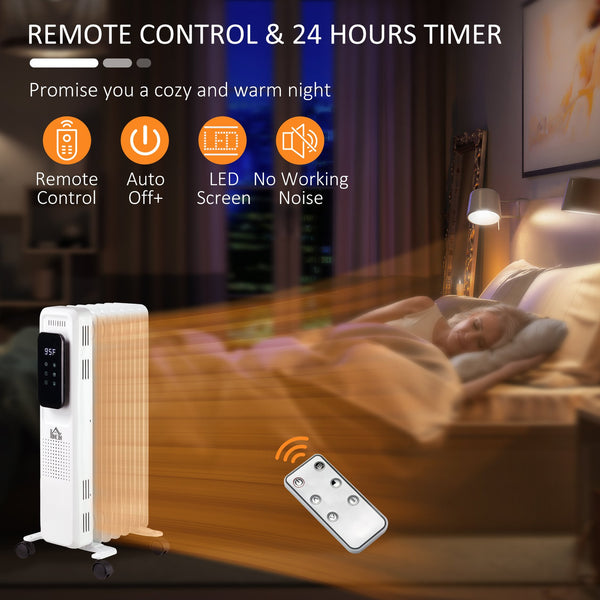 English Elm 24.75" Ceramic Electric Space Heater with Oscillation, Remote, Timer & Safety Shutoff, 1500W White W2225P155072
