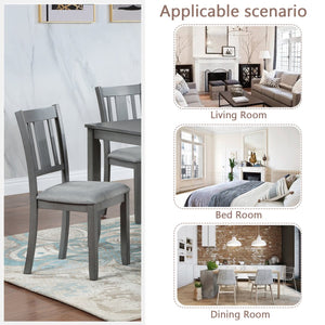 English Elm Dining Chairs Set Of 4 - Stylish Upholstered Wooden Kitchen Chairs With Padded Seats In Gray W1998126421