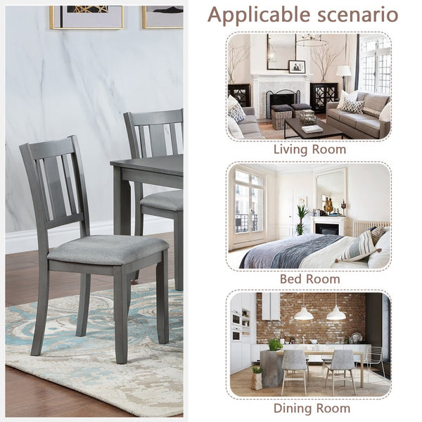 English Elm Dining Chairs Set Of 4 - Stylish Upholstered Wooden Kitchen Chairs With Padded Seats In Gray W1998126421