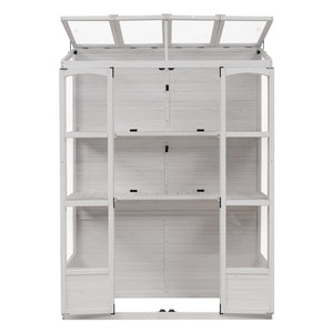 English Elm TOPMAX 78-inch Wooden Greenhouse Walk-In with 4 Skylights, 2 Folding Shelves & Anti-Fall Stability White SP100017AAK