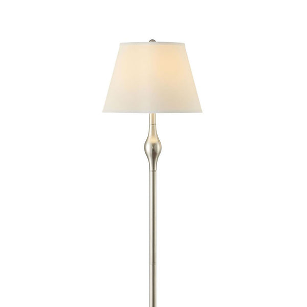 English Elm Beige Brushed Nickel 3-Piece Lamp Set with Faux Silk Shades, Transitional Floor & Table Lamps, Warm Glow B062P153749