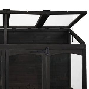 English Elm TOPMAX 78-inch Wooden Greenhouse Walk-In with 4 Skylights, 2 Folding Shelves & Anti-Fall Stability Black SP100017AAB