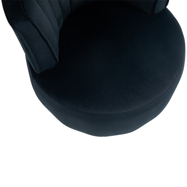 English Elm 360 Velvet Swivel Barrel Chair with Plush Foam Cushion, 360° Rotating Accent Seat for Living Room Black W395P145393