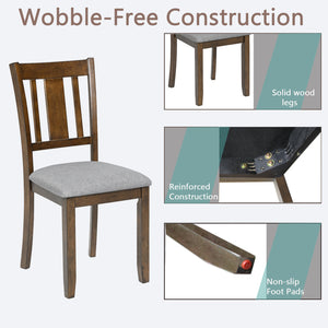 English Elm Dining Chairs Set Of 4, Walnut Wooden Upholstered Kitchen Chairs With Padded Seats For Comfort W1998126424