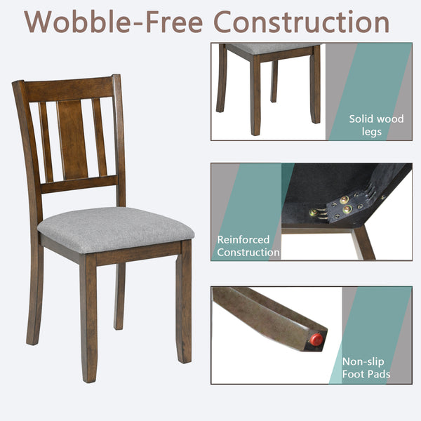 English Elm Dining Chairs Set Of 4, Walnut Wooden Upholstered Kitchen Chairs With Padded Seats For Comfort W1998126424