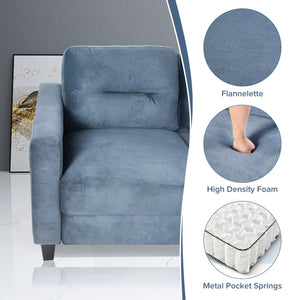 English Elm Couch Luxurious Blue-Grey Velvet Sectional Sofa - Modern Comfort For Living & Home Office Spaces W2121S00004