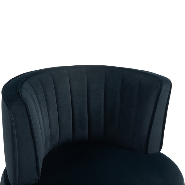 English Elm 360 Cozy Swivel Barrel Chair Velvet Accent Armchair with High-Density Foam, Sturdy Frame, 300lb Capacity Black W395P145393