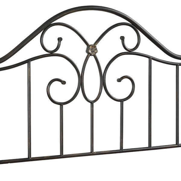 English Elm Black Black and Bronze Full/Queen Metal Headboard with Center Butterfly Detail, Chic Relaxed Bedroom Charm B062P153734