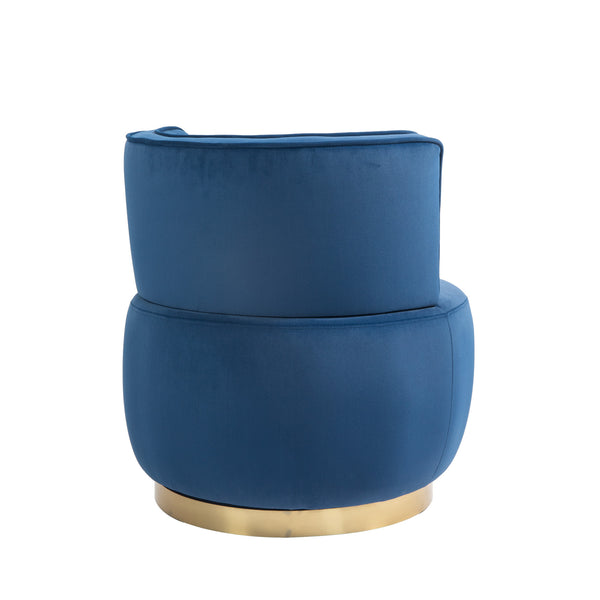 English Elm 360 Velvet Swivel Barrel Chair with Plush Foam Cushion, 360° Rotating Accent Seat for Living Room Navy W395P145392