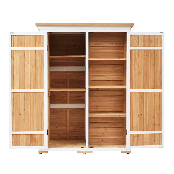 English Elm TOPMAX Outdoor 5.5ft Wood Storage Shed Cabinet with Waterproof Asphalt Roof, Lockable Doors, Sturdy Natural SP100016AAL