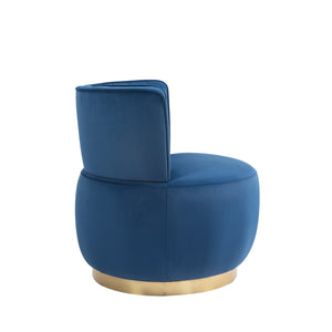 English Elm 360 Velvet Swivel Barrel Chair with Plush Foam Cushion, 360° Rotating Accent Seat for Living Room Navy W395P145392