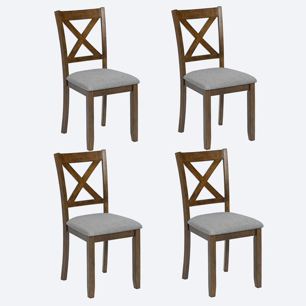 English Elm Dining Chairs Set For 4 - Elegant Solid Wood Upholstered Kitchen Seats With Ergonomic Comfort W1998126408
