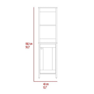 English Elm Linen Tall Bathroom Storage Cabinet 62" High with Five Open Shelves and Adjustable Interior Shelving Multicolor 33.85 L x 22.83 W x 7.09 H B097133250