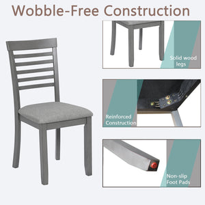 English Elm Wooden Solid Wood Dining Chairs Set of 4 with Ergonomic Ladder Back, Foam Linen Seats, Non-Slip Pads Gray W1998126409