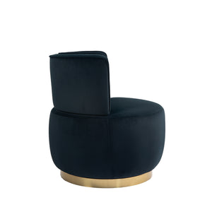 English Elm 360 Velvet Swivel Barrel Chair with Plush Foam Cushion, 360° Rotating Accent Seat for Living Room Black W395P145393