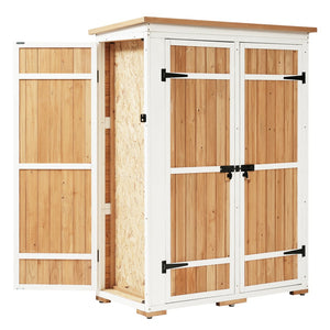 English Elm TOPMAX Outdoor 5.5ft Wood Storage Shed Cabinet with Waterproof Asphalt Roof, Lockable Doors, Sturdy Natural SP100016AAL