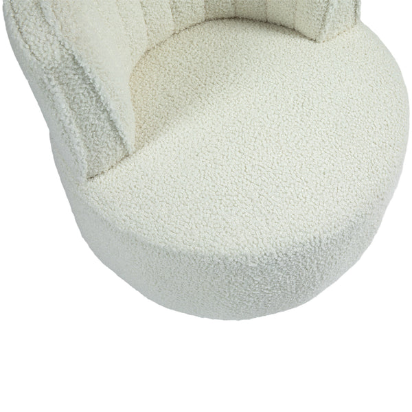 English Elm 360 Cozy Swivel Barrel Chair Teddy Fabric 360° Round Accent Sofa with Foam Cushion, 300lb Capacity W395P232985