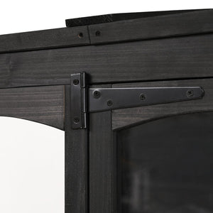 English Elm TOPMAX 78-inch Wooden Greenhouse Walk-In with 4 Skylights, 2 Folding Shelves & Anti-Fall Stability Black SP100017AAB