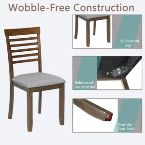 English Elm Wooden Solid Wood Dining Chairs Set of 4 with Ergonomic Ladder Back, Foam Linen Seats, Non-Slip Pads Walnut W1998126410