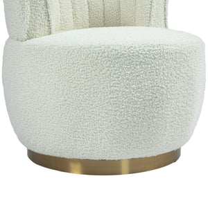 English Elm 360 Cozy Swivel Barrel Chair in Teddy Fabric, 360° Rotating Accent Armchair with Foam Seat, 300lb Capacity W395P232985