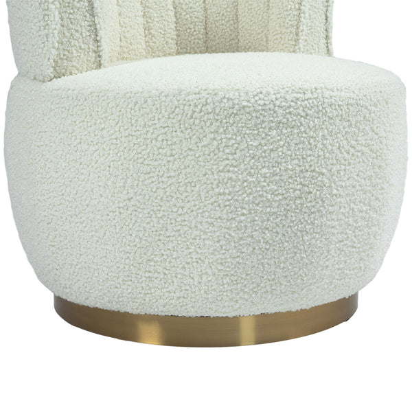 English Elm 360 Cozy Swivel Barrel Chair in Teddy Fabric, 360° Rotating Accent Armchair with Foam Seat, 300lb Capacity W395P232985