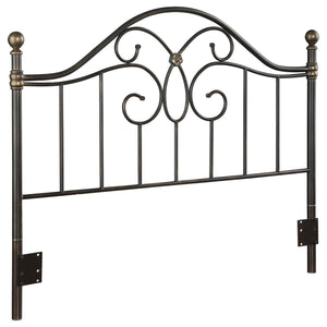 English Elm Black Black and Bronze Full/Queen Metal Headboard with Center Butterfly Detail, Chic Relaxed Bedroom Charm B062P153734