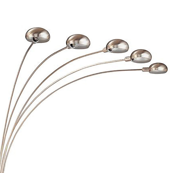 English Elm Chrome Five-Arm Floor Lamp with Curvy Dome Shades, Dimmer, 92" Height, Chrome & Black Modern Glow B062P153744