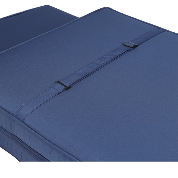 English Elm 2PCS 75" Chaise Lounge Cushion Set Navy Blue - Removable Zipper Covers, Straps, Sponge Fill Comfort W419103836