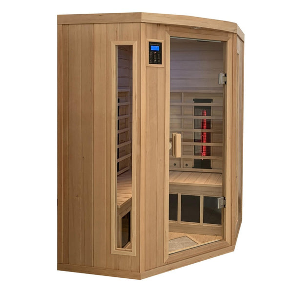 English Elm Two-person Hemlock Wood Far-infrared Home Sauna with Chromotherapy and Bluetooth Audio W1787S00007