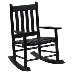 English Elm Black Slat Back Youth Rocking Chair Solid Acacia Wood, Smooth Rocking Comfort for Little Ones, 29.5" high B062P153748