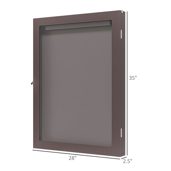 English Elm 28" Sports Jersey Display Case Frame with UV Acrylic, Lockable Latch, Brass Hooks & Hanger - Brown W2225P155203
