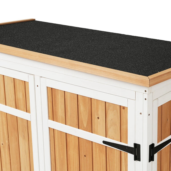 English Elm TOPMAX Outdoor 5.5ft Wood Storage Shed Cabinet with Waterproof Asphalt Roof, Lockable Doors, Sturdy Natural SP100016AAL