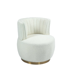 English Elm 360 Cozy Swivel Barrel Chair in Teddy Fabric, 360° Rotating Accent Armchair with Foam Seat, 300lb Capacity W395P232985