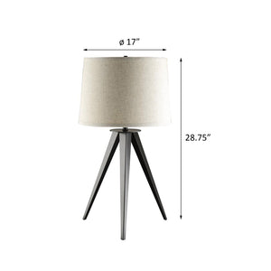 English Elm Grey Tripod Floor Lamp with Beige Fabric Shade, Mid-Century Retro Studio Style, 3-Way Dimmer, Metal Base B062P153732