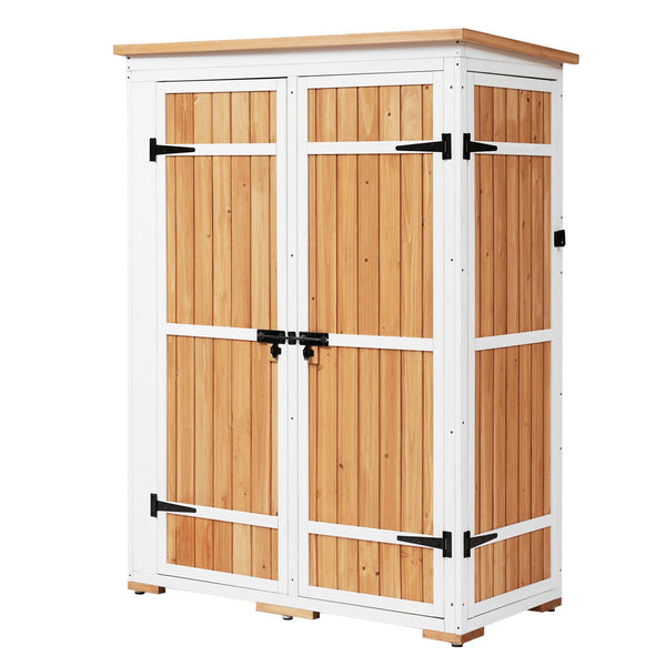English Elm TOPMAX Outdoor 5.5ft Wood Storage Shed Cabinet with Waterproof Asphalt Roof, Lockable Doors, Sturdy Natural SP100016AAL