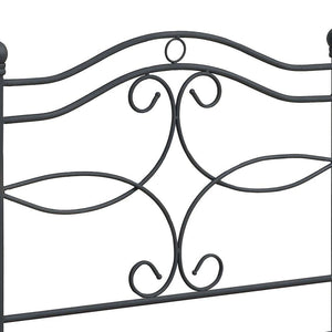 English Elm Matte Black Scrollwork Twin Headboard with Arched Rails and Sphere Finials for Bedroom B062P153733