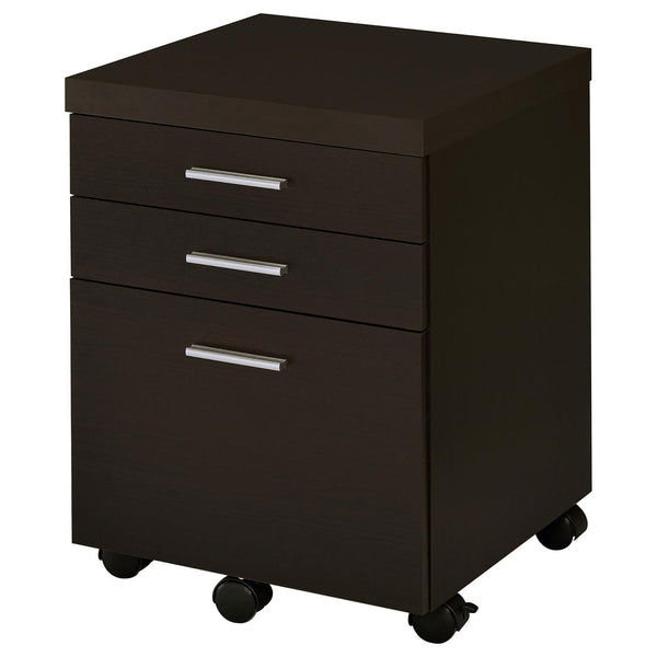 English Elm Cappuccino Mobile 3-Drawer File Cabinet with Two Top Drawers & Bottom File Storage, Contemporary Finish B062P153729