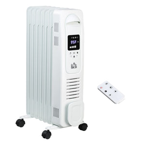 English Elm 25.25" Ceramic Space Heater 1500W — Oscillating Freestanding Heater with Remote, Timer, LED Display W2225P155078