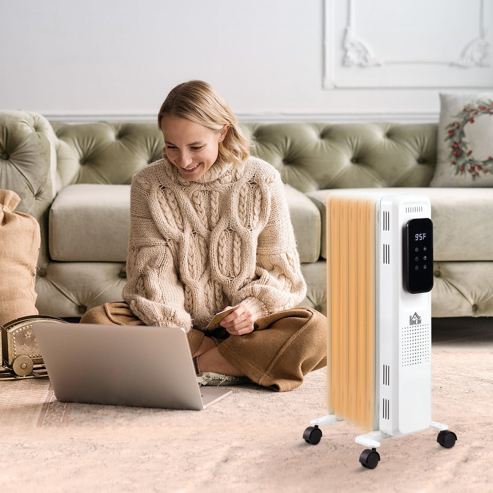 English Elm 24.75" Ceramic Electric Space Heater with Oscillation, Remote, Timer & Safety Shutoff, 1500W White W2225P155072