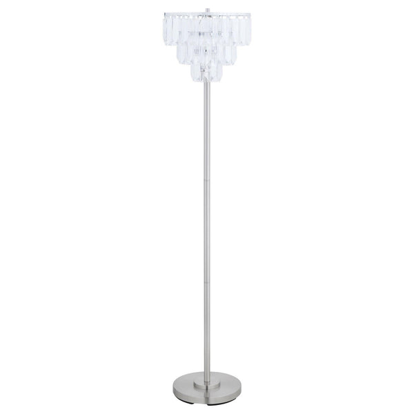 English Elm Chrome Modern Crystal Floor Lamp with LED Light, 60.5" Sleek Chrome Frame, Elegant Dazzling ShadeEnhance ambient glow and luxe décor with this sparkling statement piece for living rooms and bedrooms. B062P153728