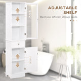 English Elm Kleankin Slim Bathroom Storage Cabinet, Tall Bathroom Cabinet, Narrow Linen Tower With Acrylic Door, Drawer and Shelves, White