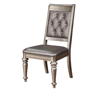 English Elm Metallic Platinum and Metallic Open Back Side Chair (Set Of 2)