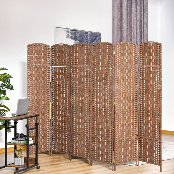 English Elm 6' Tall Wicker Weave Room Divider Screen - Stylish Privacy Solution For Any Space, Natural Elegance W2225P155080