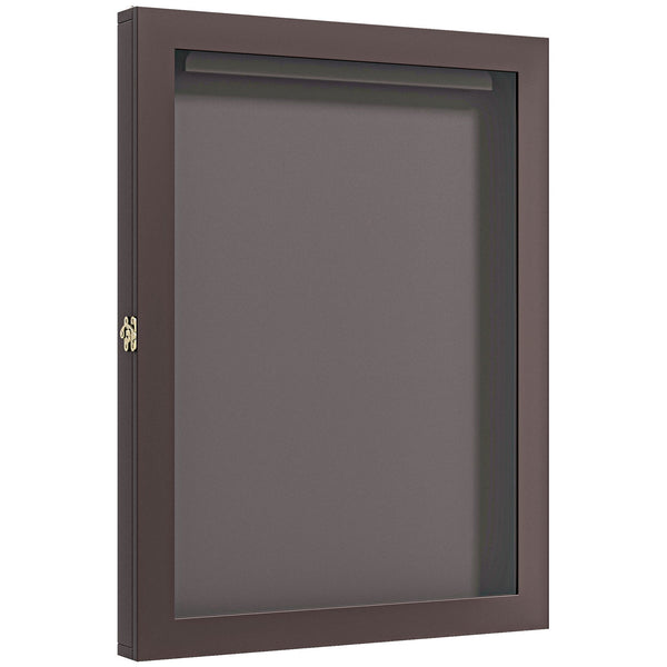 English Elm 28" Sports Jersey Display Case Frame with UV Acrylic, Lockable Latch, Brass Hooks & Hanger - Brown W2225P155203