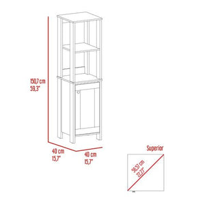 English Elm Linen Tall Bathroom Storage Cabinet 62" High with Five Open Shelves and Adjustable Interior Shelving Multicolor 33.85 L x 22.83 W x 7.09 H B097133250