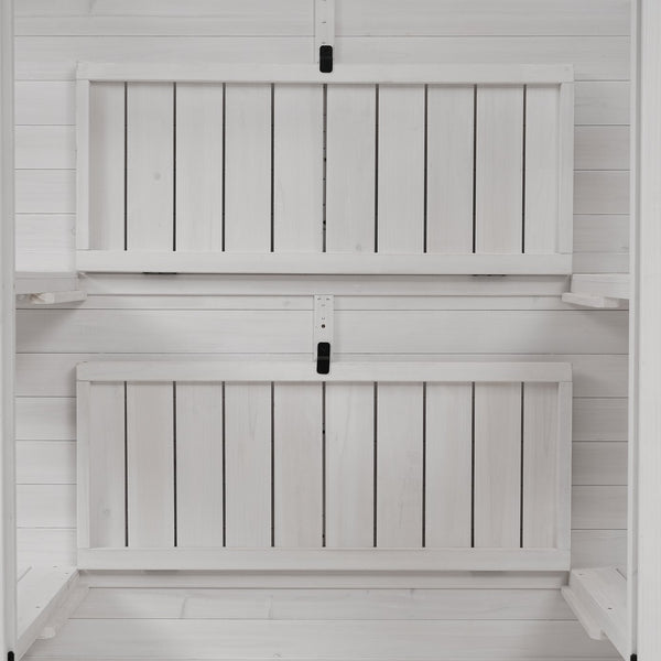 English Elm TOPMAX 78-inch Wooden Greenhouse Walk-In with 4 Skylights, 2 Folding Shelves & Anti-Fall Stability White SP100017AAK
